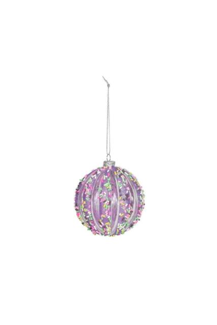 KDMD Purple Sequin Bauble 8cm 2 Pack - image 1