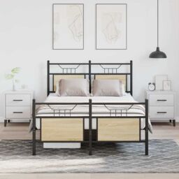 Berkfield Home Bed Frame without Mattress Sonoma Oak 120x200 cm Engineered Wood in Brown - Size: Small Double - thumbnail 4