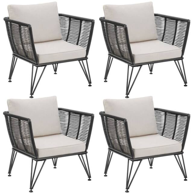 tectake Garden Chair Sundo - thick seat cushions, removable cushion covers in Dark Grey - Size: 4 Person - image 1