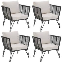 tectake Garden Chair Sundo - thick seat cushions, removable cushion covers in Dark Grey - Size: 4 Person - thumbnail 1