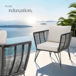 tectake Garden Chair Sundo - thick seat cushions, removable cushion covers in Dark Grey - Size: 4 Person - thumbnail 8
