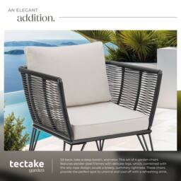 tectake Garden Chair Sundo - thick seat cushions, removable cushion covers in Dark Grey - Size: 4 Person - thumbnail 4