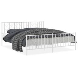 Berkfield Home Metal Bed Frame without Mattress with Footboard¬†White 183x213cm in White - Size: 183x213 cm - thumbnail 3