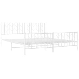 Berkfield Home Metal Bed Frame without Mattress with Footboard¬†White 183x213cm in White - Size: 183x213 cm - thumbnail 4