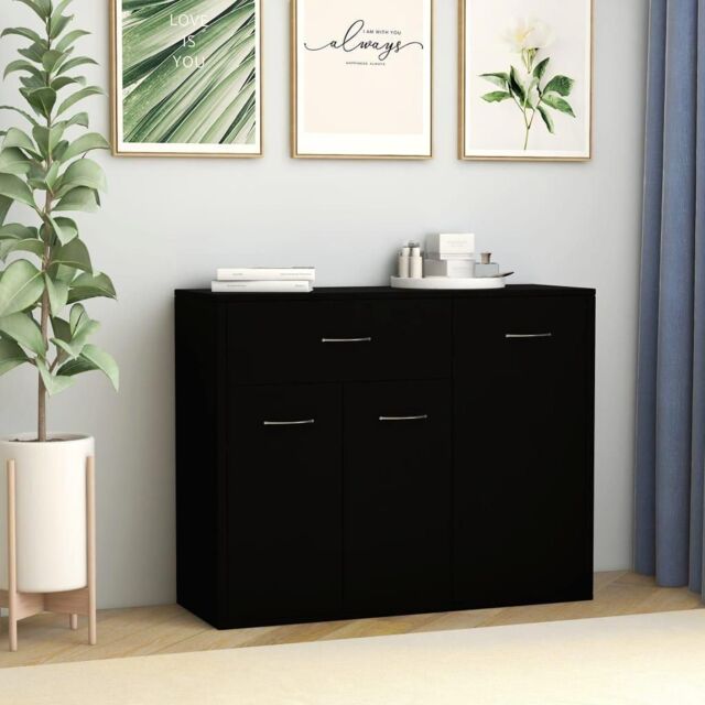 Sideboard Black 88x30x70 cm Engineered Wood - image 1
