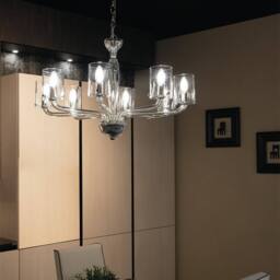 Netlighting AURORA 8 Light Chandeliers with Shades Transparent 79.2x48cm in Clear - Size: 79.2x48 cm - thumbnail 2