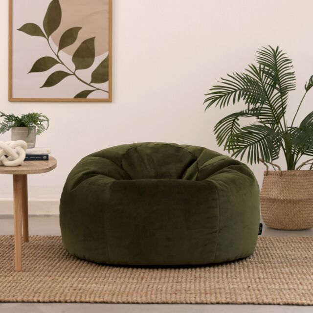 icon Kingston Classic Velvet Bean Bag Chair Ochre Yellow Bean Bags in Olive - image 1