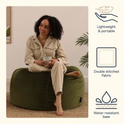 icon Kingston Classic Velvet Bean Bag Chair Ochre Yellow Bean Bags in Olive - thumbnail 2