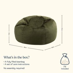 icon Kingston Classic Velvet Bean Bag Chair Ochre Yellow Bean Bags in Olive - thumbnail 6