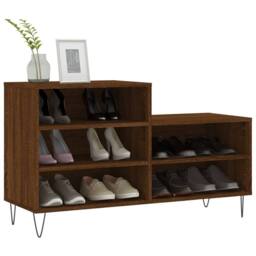 Berkfield Home Shoe Cabinet Brown Oak 102x36x60 cm Engineered Wood - Size: 102 x 36 x 60 cm - thumbnail 1
