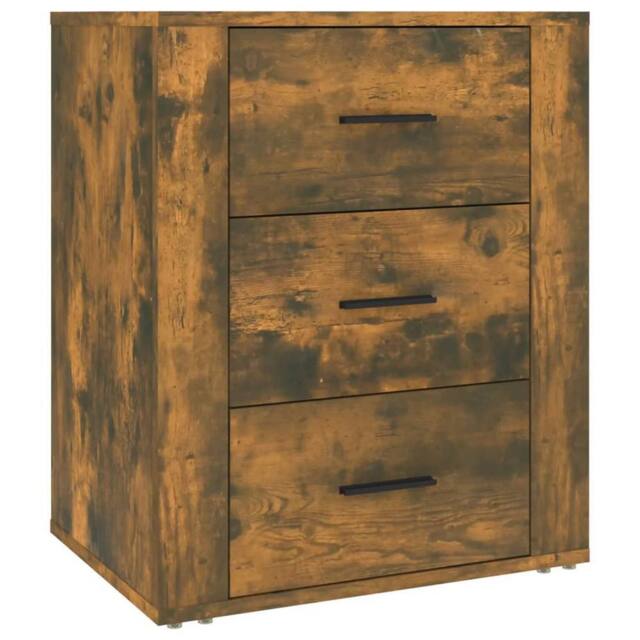 Berkfield Home Bedside Cabinet Smoked Oak 50x36x60 cm Engineered Wood in Brown - Size: 50 x 36 x 60 cm - image 1