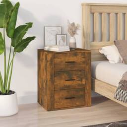 Berkfield Home Bedside Cabinet Smoked Oak 50x36x60 cm Engineered Wood in Brown - Size: 50 x 36 x 60 cm - thumbnail 2