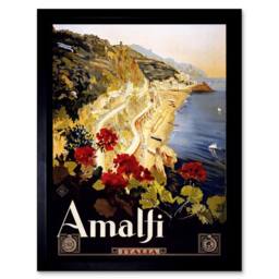 "Artery8 Travel Amalfi Coast Beach Italia Italy 12x16"" Framed Art Print - Size: W12"" x H16""" - thumbnail 1