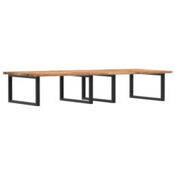 Berkfield Home Basin Shelf Wall Mounted Steel & Solid Wood Acacia in Brown - thumbnail 1