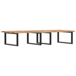 Berkfield Home Basin Shelf Wall Mounted Steel & Solid Wood Acacia in Brown - thumbnail 6