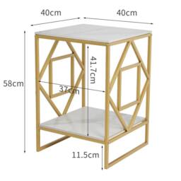 KORVIXA Oriental Square Pattern Bed Side Table in White - Size: 0.6m2 - thumbnail 2