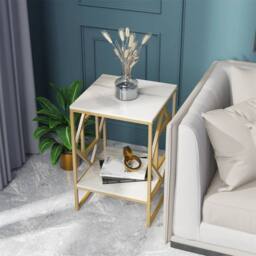 KORVIXA Oriental Square Pattern Bed Side Table in White - Size: 0.6m2 - thumbnail 5