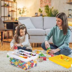 Greentainer Plastic Stackable Toy Storage Boxes with Lids & Removable Tray in Yellow - thumbnail 9