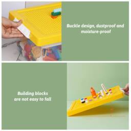 Greentainer Plastic Stackable Toy Storage Boxes with Lids & Removable Tray in Yellow - thumbnail 7