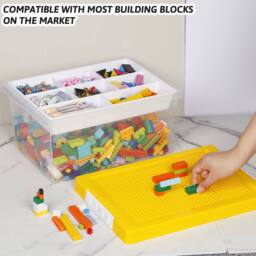 Greentainer Plastic Stackable Toy Storage Boxes with Lids & Removable Tray in Yellow - thumbnail 6