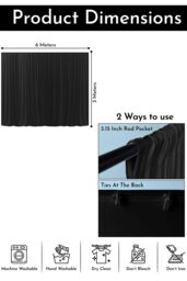 Neel Blue Spandex Backdrop Curtain, Wrinkle-Free Polyester Fabric Backdrop Panel, 3x6 Metres in Black - thumbnail 2