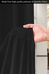 Neel Blue Spandex Backdrop Curtain, Wrinkle-Free Polyester Fabric Backdrop Panel, 3x6 Metres in Black - thumbnail 3