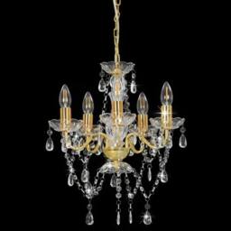 Berkfield Home Elegant Chandelier with Crystal Beads Golden Round 5 x E14 in Gold