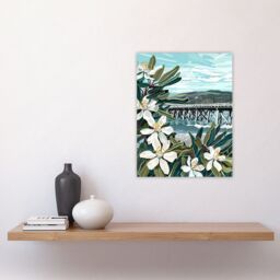 "Artery8 Dunoon Pier Scotland Painting Lily Wildflowers Wall Art Print in Green - Size: W12"" x H16""" - thumbnail 4