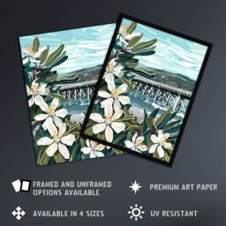 "Artery8 Dunoon Pier Scotland Painting Lily Wildflowers Wall Art Print in Green - Size: W12"" x H16""" - thumbnail 2
