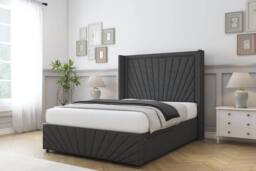 "Sloomy Rutherford Dumfries Divan Set 2 Drawers-54"" Wingback-Footboard in Dark Grey - Size: Super King" - thumbnail 3