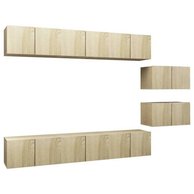 Berkfield Home TV Cabinets 8 pcs Sonoma Oak Engineered Wood in Light Tan - image 1