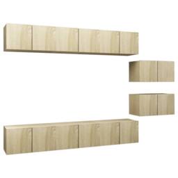Berkfield Home TV Cabinets 8 pcs Sonoma Oak Engineered Wood in Light Tan - thumbnail 1
