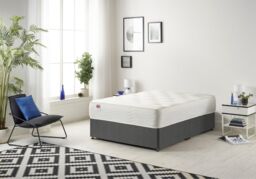 Somnior Tweed Fabric Divan Bed with Sprung Memory Foam Mattress in Charcoal - Size: Double - thumbnail 1