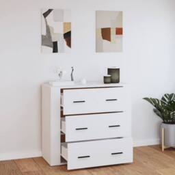 Berkfield Home Sideboard White 80x33x70 cm Engineered Wood - Size: 80 x 33 x 70 cm - thumbnail 7