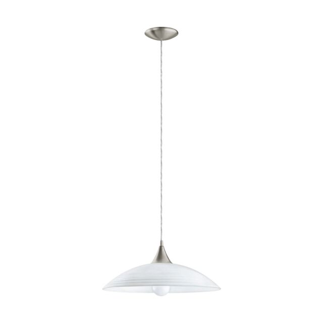 Loops Pendant Light Colour Satin Nickel Shade White Painted Satin Glass Bulb E27 1x60W in Metallics - image 1