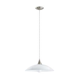 Loops Pendant Light Colour Satin Nickel Shade White Painted Satin Glass Bulb E27 1x60W in Metallics