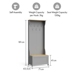 VonHaus Hallway Unit Coat Stand with Shoe Storage in Grey - Size: 1 Pack - thumbnail 9