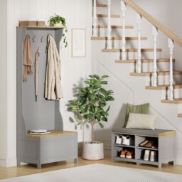 VonHaus Hallway Unit Coat Stand with Shoe Storage in Grey - Size: 1 Pack - thumbnail 8