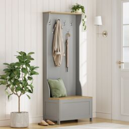 VonHaus Hallway Unit Coat Stand with Shoe Storage in Grey - Size: 1 Pack