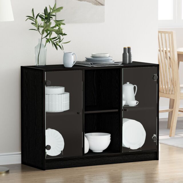 Berkfield Home Sideboard Black Oak 102x37x75, 5 cm Engineered Wood - image 1