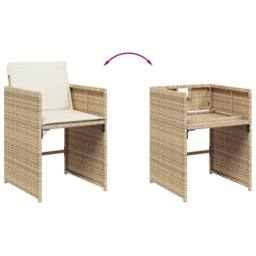 Berkfield Home Garden Dining Set - Beige, Black, Cream White in Beige - thumbnail 6