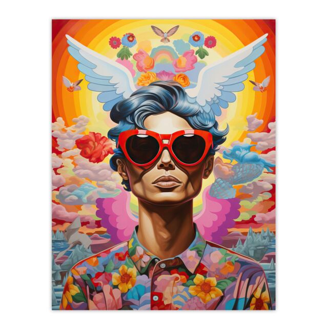 "Artery8 Multicoloured Magnificent Maximalist Modern Day Greek God Hermes Extra Large XL Unframed Wall Art Poster Print - Size: W24"" x H32""" - image 1