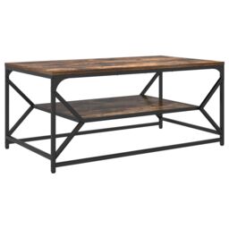 Berkfield Home Coffee Table with Shelf Smoked Oak 90x50x40 cm Engineered Wood in Brown - Size: 90 x 50 x 40 cm - thumbnail 7