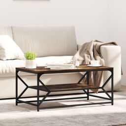Berkfield Home Coffee Table with Shelf Smoked Oak 90x50x40 cm Engineered Wood in Brown - Size: 90 x 50 x 40 cm