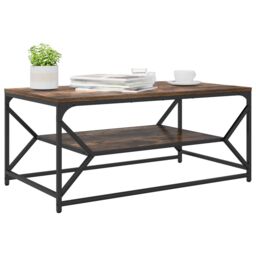 Berkfield Home Coffee Table with Shelf Smoked Oak 90x50x40 cm Engineered Wood in Brown - Size: 90 x 50 x 40 cm - thumbnail 3