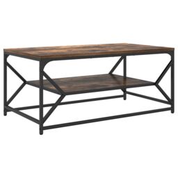 Berkfield Home Coffee Table with Shelf Smoked Oak 90x50x40 cm Engineered Wood in Brown - Size: 90 x 50 x 40 cm - thumbnail 2