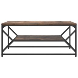 Berkfield Home Coffee Table with Shelf Smoked Oak 90x50x40 cm Engineered Wood in Brown - Size: 90 x 50 x 40 cm - thumbnail 5