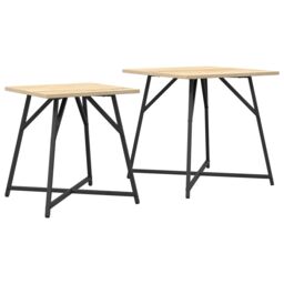 Berkfield Home Side Table 2 pcs Sonoma Oak Engineered Wood & Metal in Brown - thumbnail 2