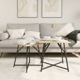 Berkfield Home Side Table 2 pcs Sonoma Oak Engineered Wood & Metal in Brown - thumbnail 4