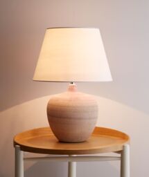 K LIVING Tenby Lilac Table Lamp Glazed Ceramic Base & White Fabric Shade - thumbnail 3